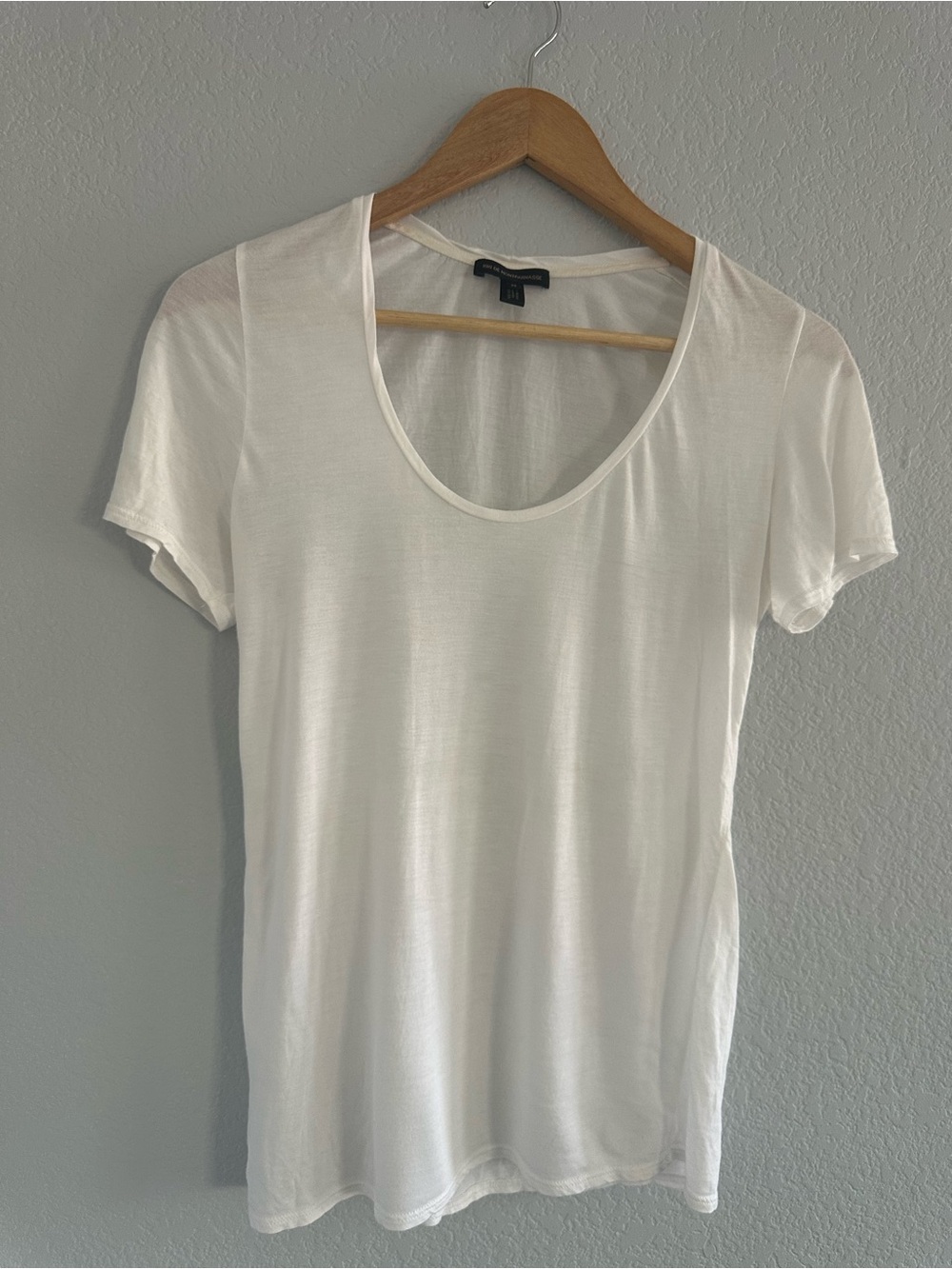 Kiki de Montparnasse White Modal Silk Scoop Neck Tee XS